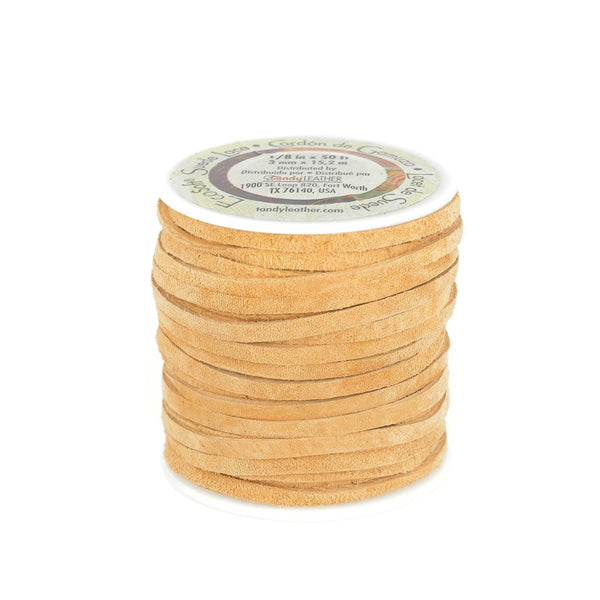 Lacet en cuir velours plat - Largeur 3mm - Bobine 15m - Tandy Leather 5081-05 - beige