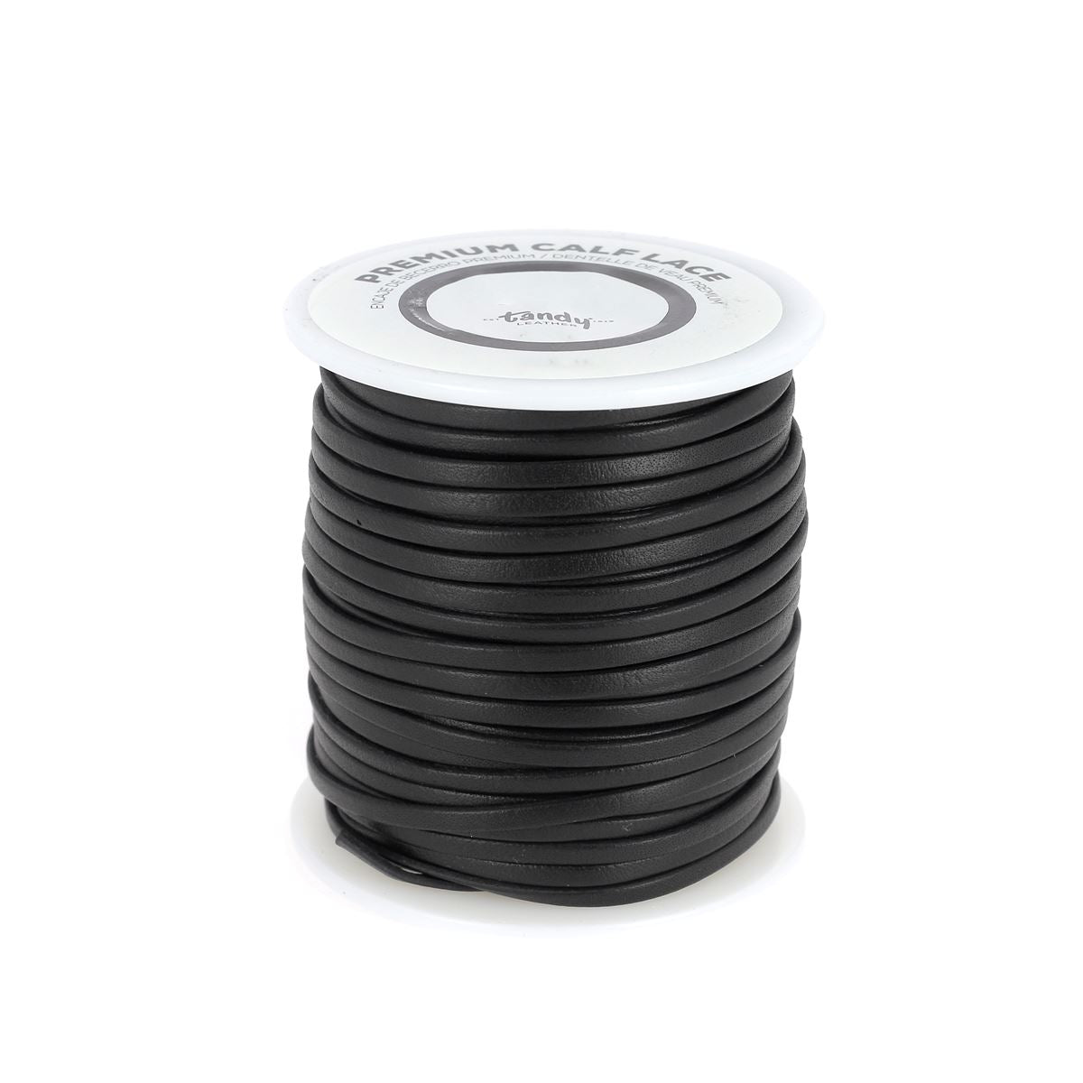 Lacet en cuir Premium plat - Largeur 3mm - Bobine 22m - Tandy Leather 5110-01 - Noir / Black