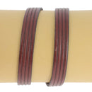 Lacet en cuir plat effet 4 bandes 10mm - Les 10cm - Deco Cuir