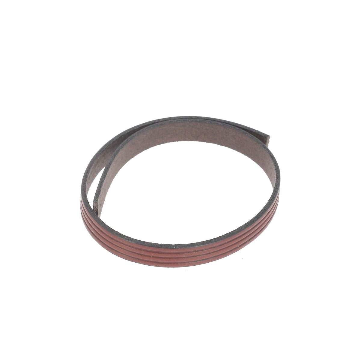 Lacet en cuir plat effet 4 bandes 10mm - Les 10cm - Deco Cuir