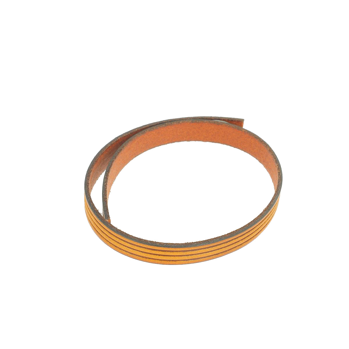 Lacet en cuir plat effet 4 bandes 10mm - Les 10cm - Deco Cuir