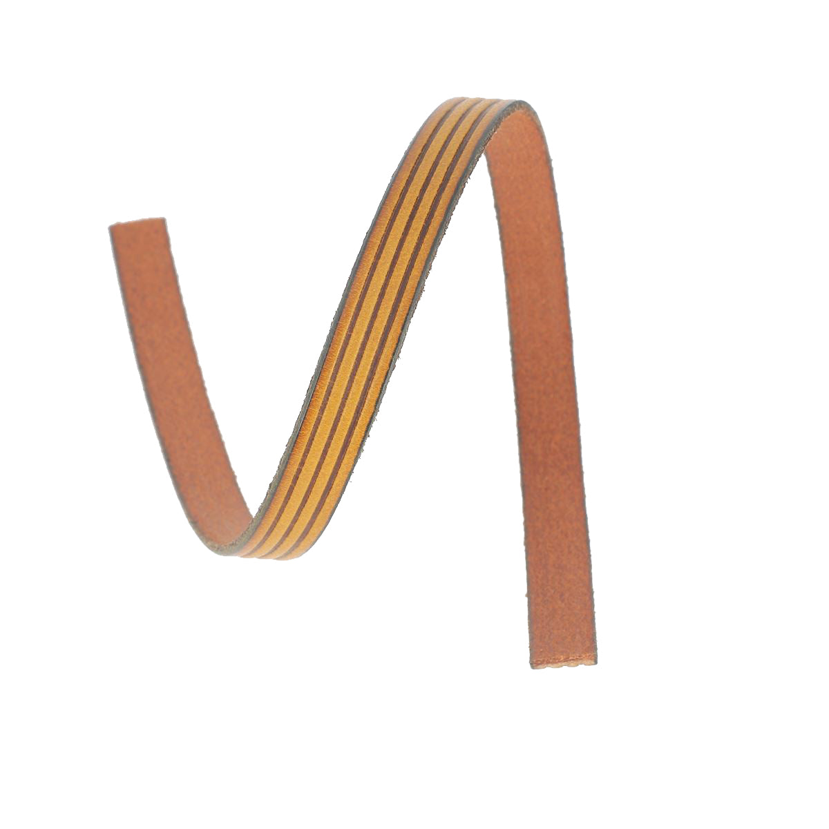 Lacet en cuir plat effet 4 bandes 10mm - Les 10cm - Deco Cuir