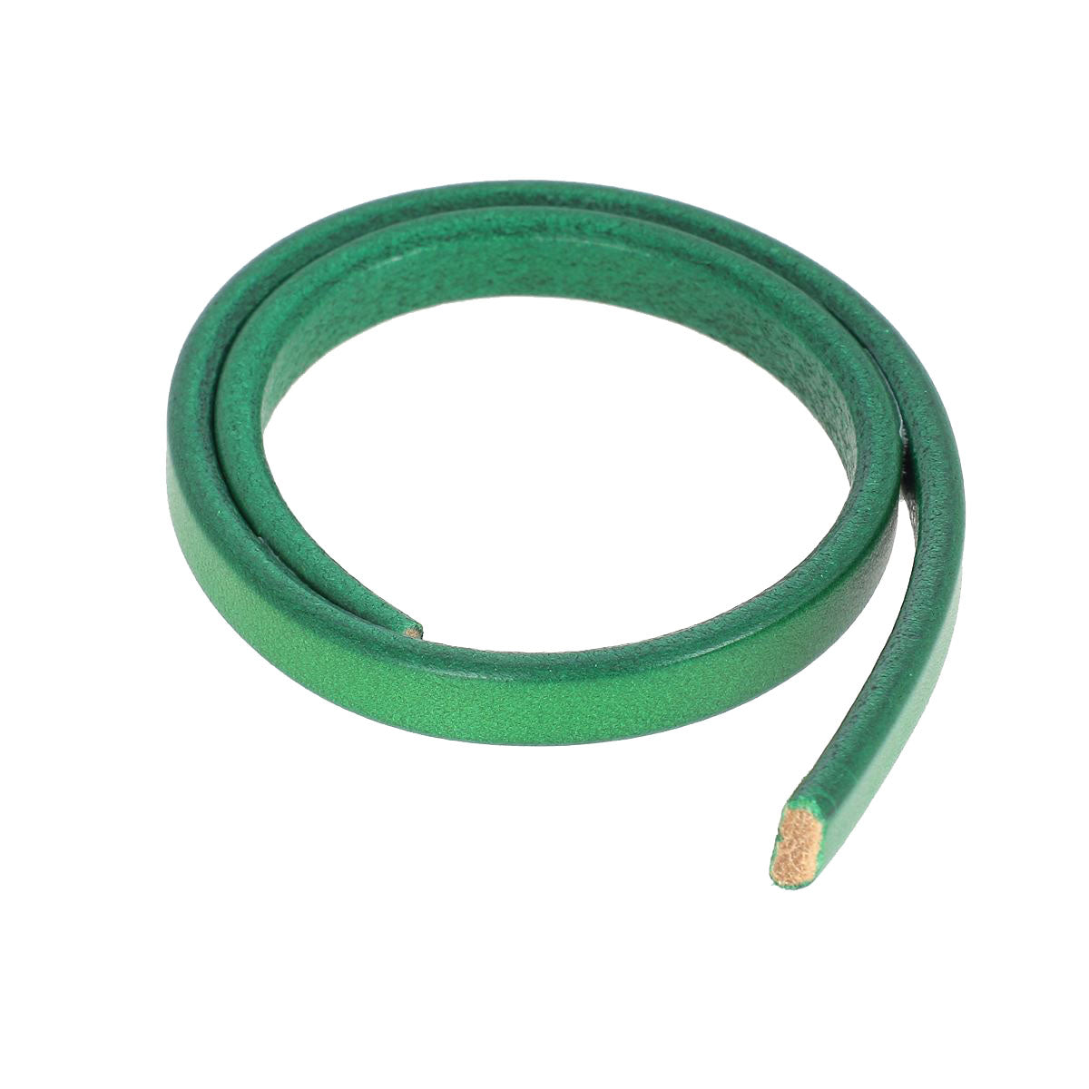 Lacet en cuir Régaliz teinté - 10x4,5mm - Vert - Les 10cm - Deco Cuir
