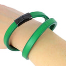 Lacet en cuir Régaliz teinté - 10x4,5mm - Vert - Les 10cm - Deco Cuir