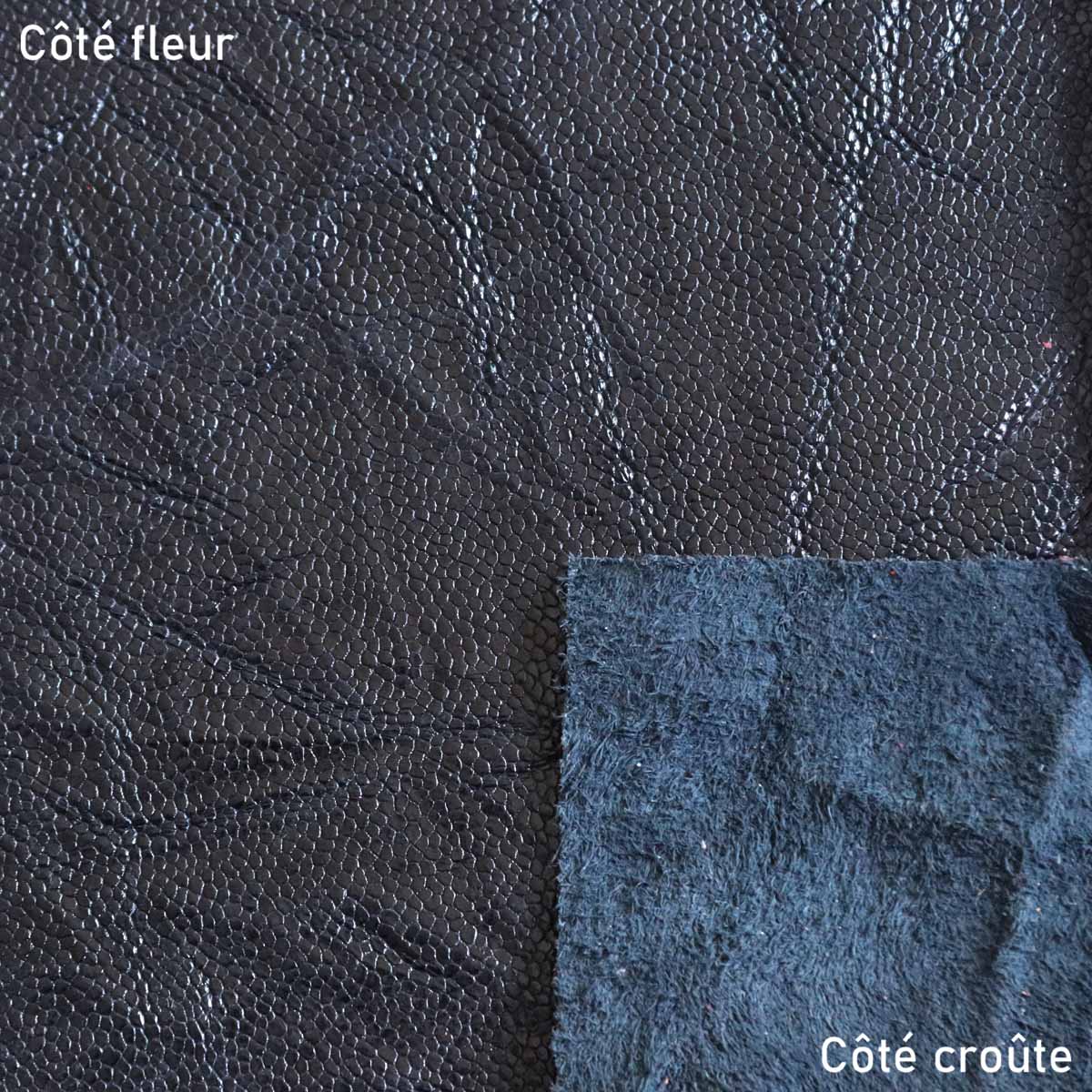 cuir grain caviar bleu