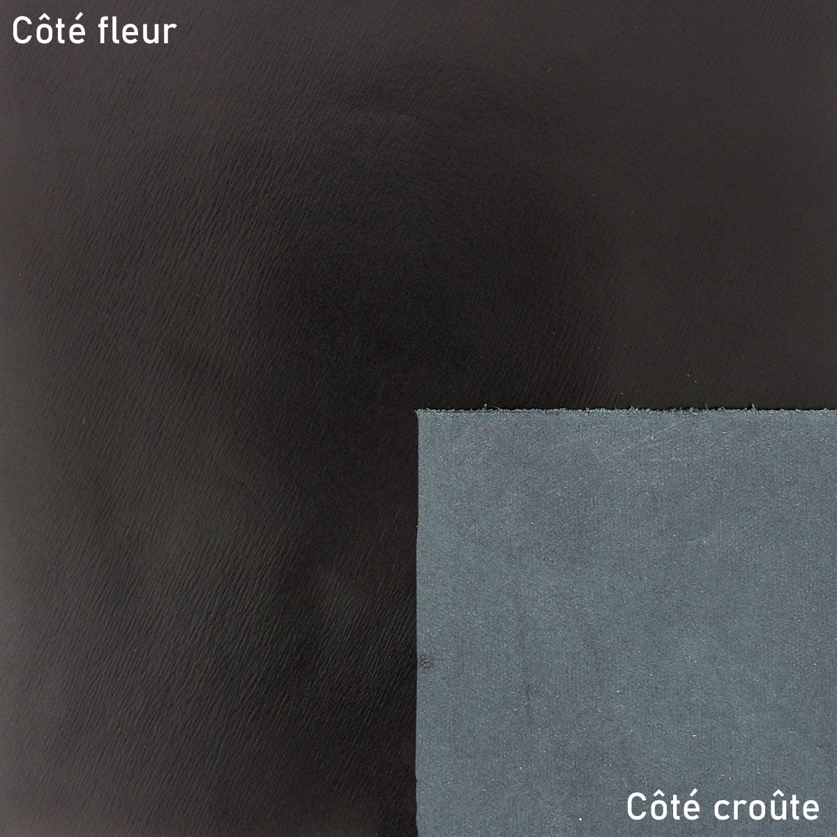 Peau de cuir de veau lisse - NOIR SATINÉ H48 - Deco Cuir
