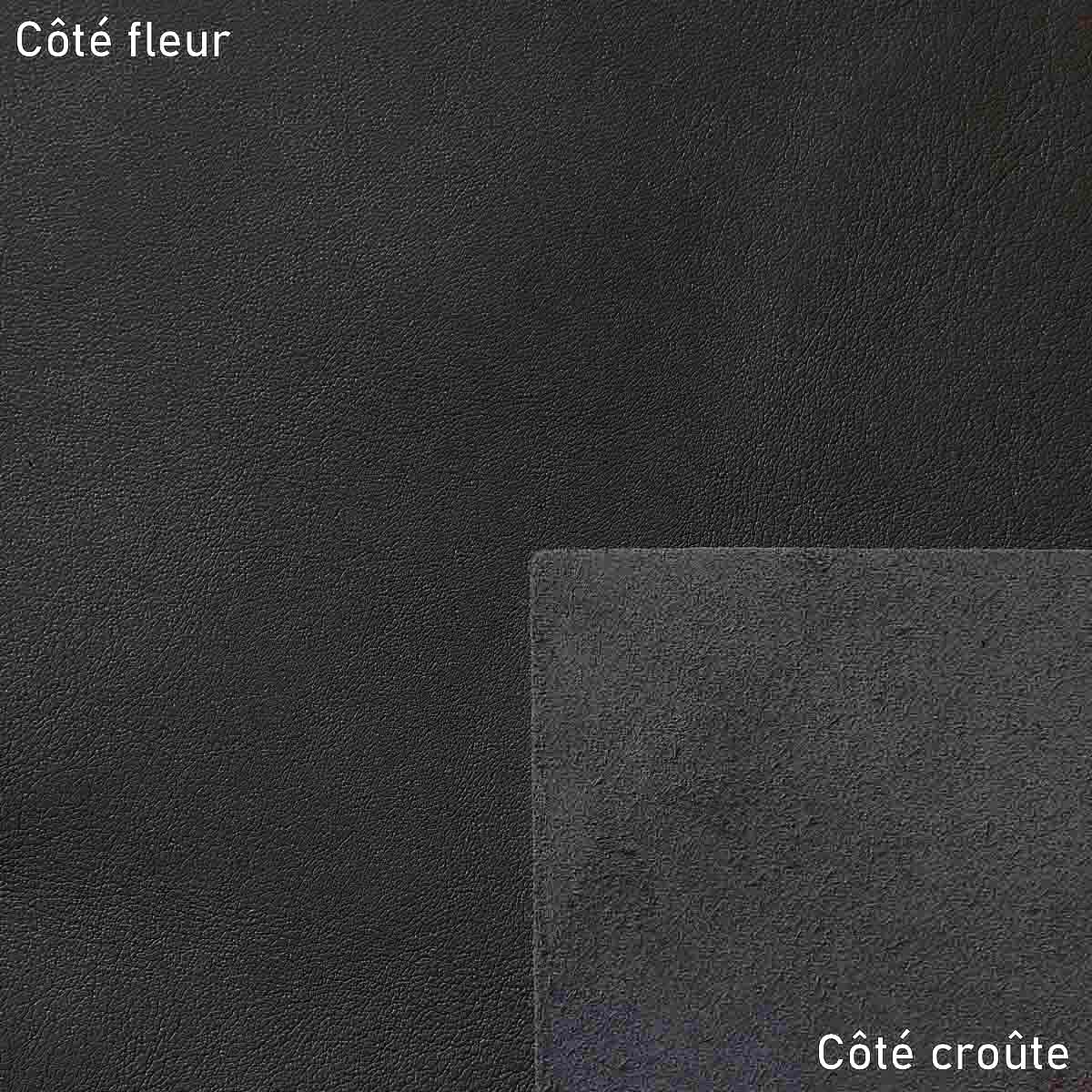 Morceau de cuir de veau lisse - NOIR I19 - Deco Cuir