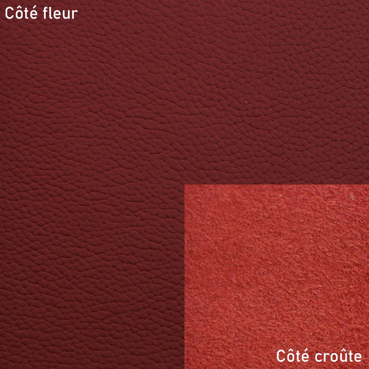 Morceau de cuir de veau grainé - ROUGE CARMIN J41 - Deco Cuir