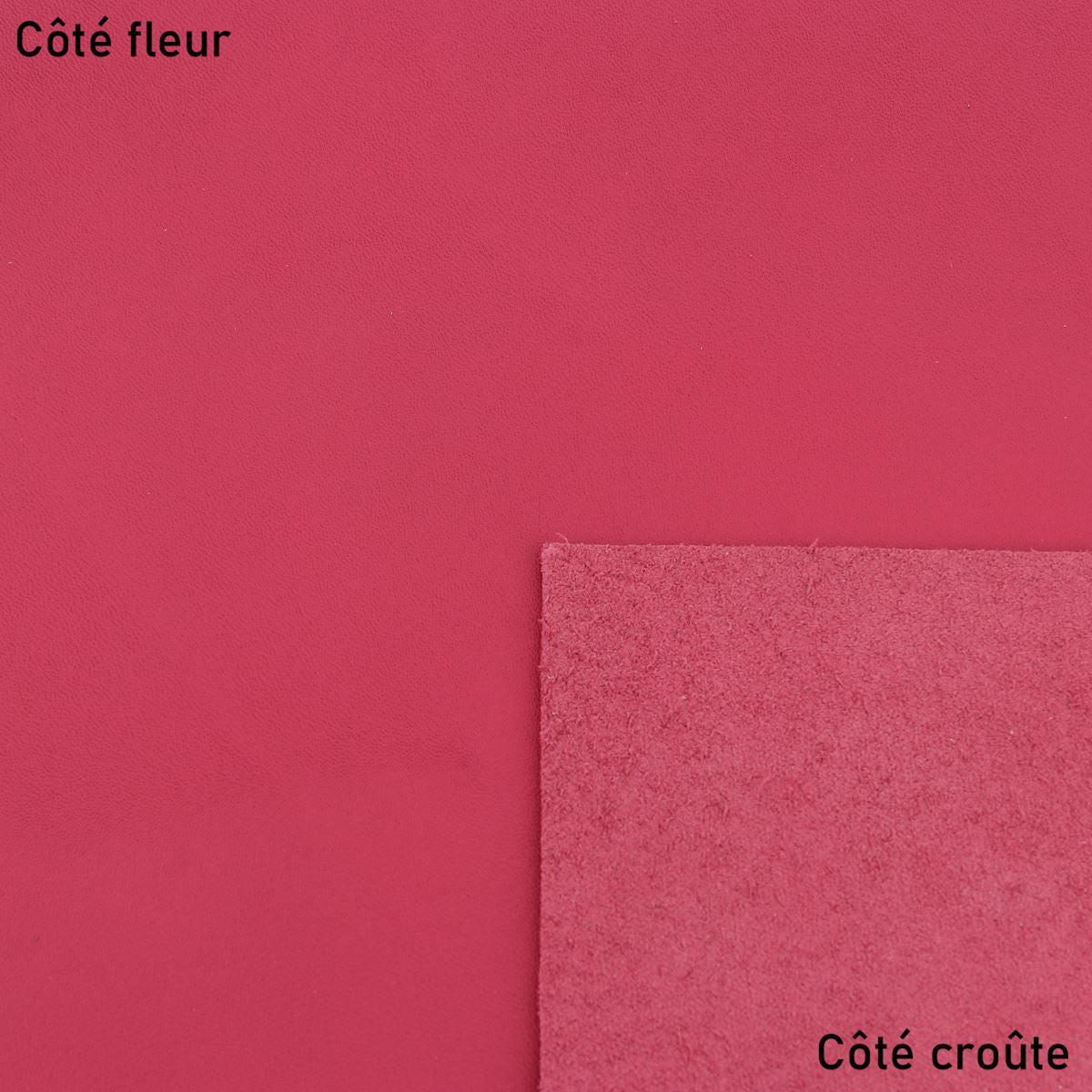 Morceau de cuir de vachette lisse et souple - ROSE FONCÉ K13