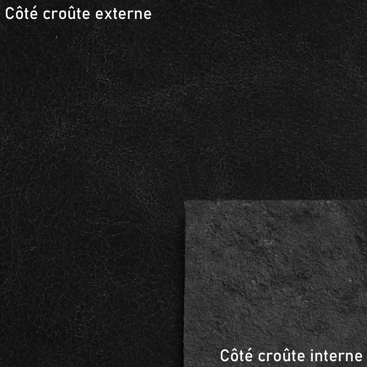 Croûte de cuir de veau - Velours effet craquelé - NOIR K18