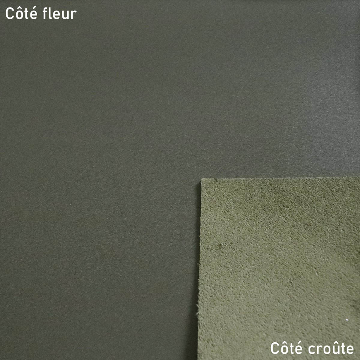 Morceau de cuir de vachette SATINATO - KAKI K55