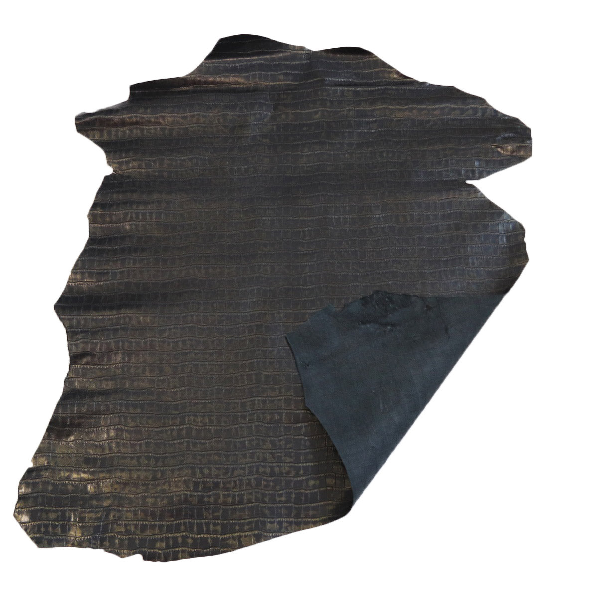 Peau de cuir de chèvre imitation croco - NOIR BRONZE L11