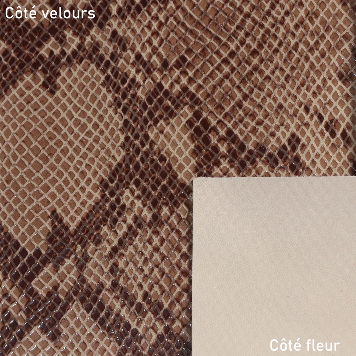 Peau de cuir de chèvre velours imitation reptile - MARRON L25