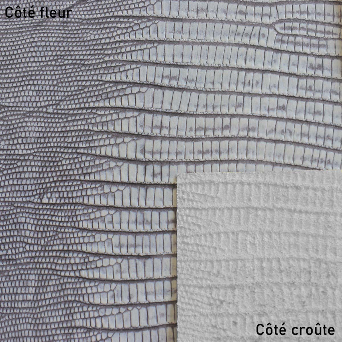 Peau de cuir de veau imitation serpent - BLEU GRIS L26