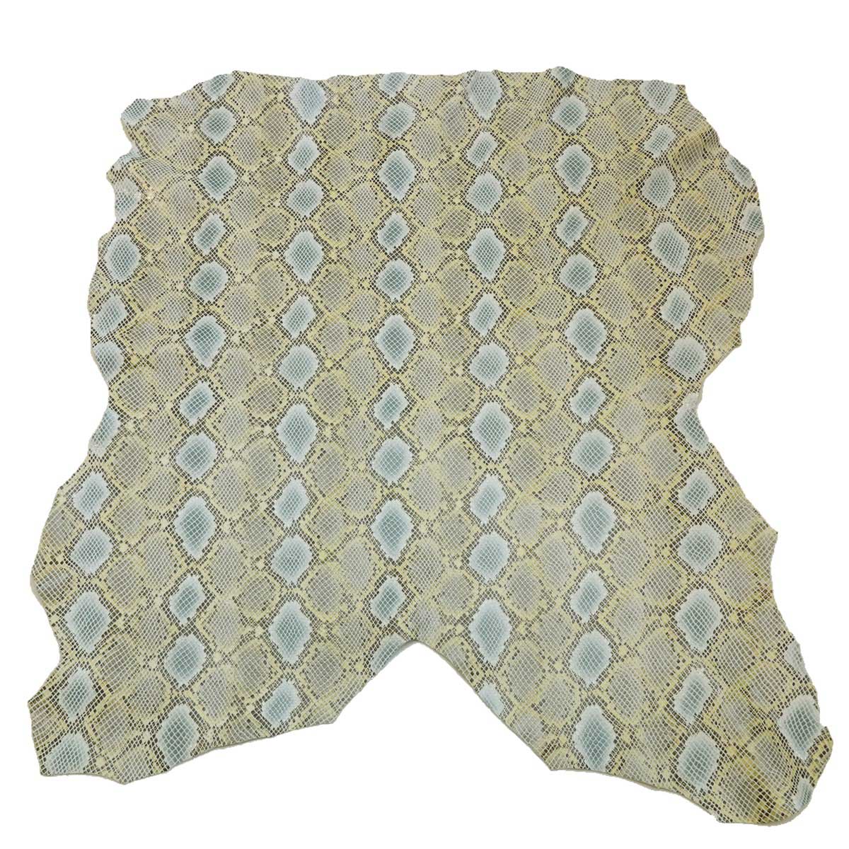 Peau de cuir de chèvre imitation reptile JAUNE - BLANC L29