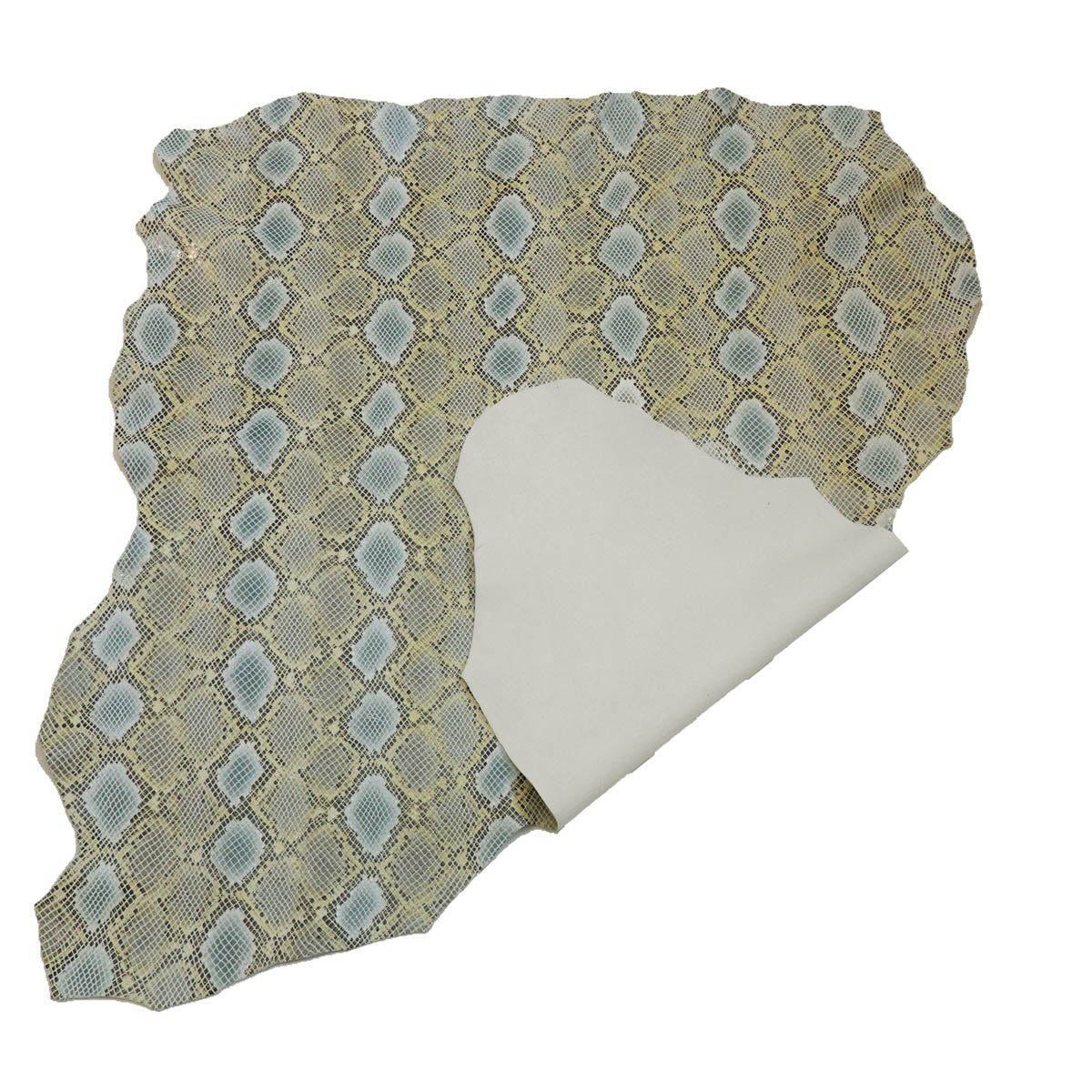 Peau de cuir de chèvre imitation reptile JAUNE - BLANC L29