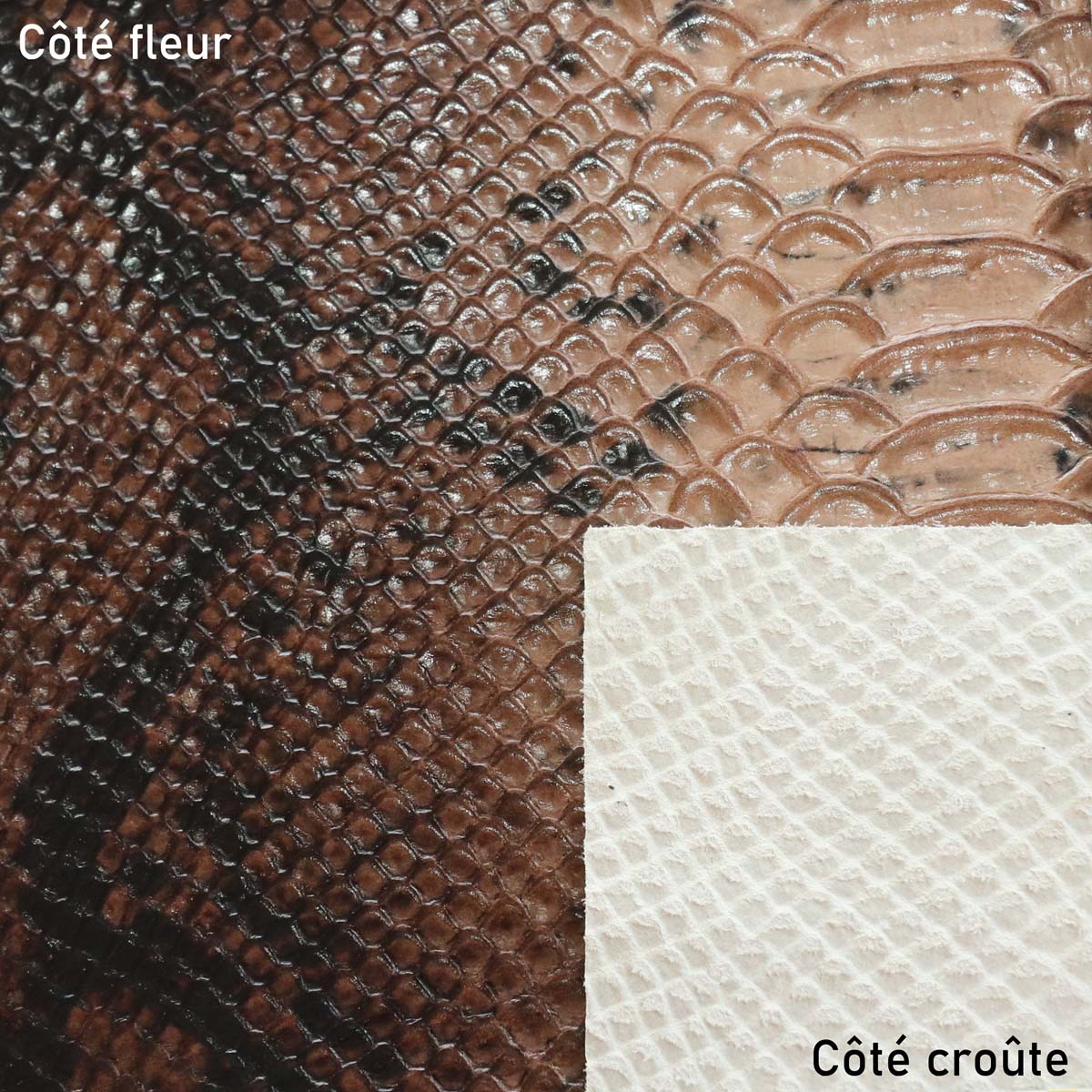 Peau de cuir de veau imitation serpent - MARRON L30