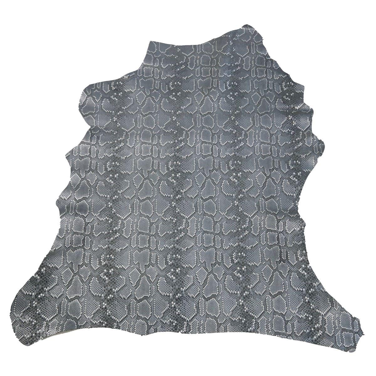 Peau de cuir d'agneau perlé imitation reptile - GRIS BLEU L35