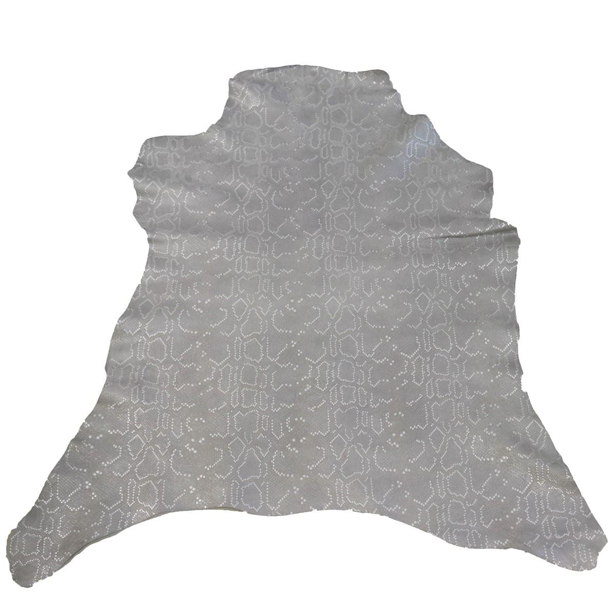 Peau de cuir d'agneau perlé imitation reptile - GRIS CLAIR L37