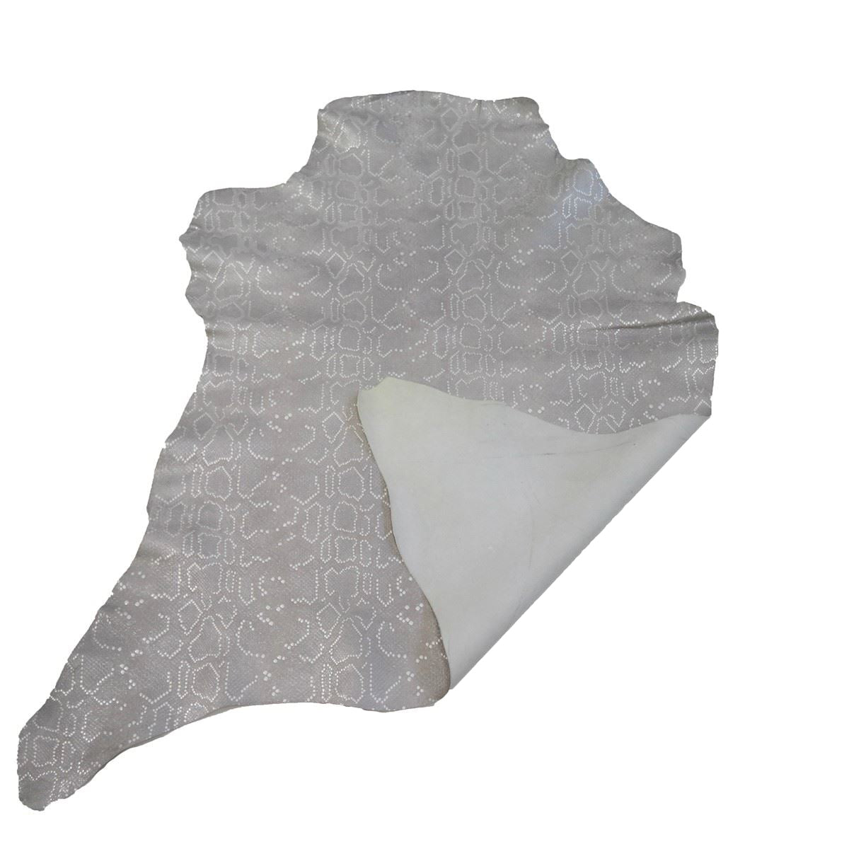 Peau de cuir d'agneau perlé imitation reptile - GRIS CLAIR L37