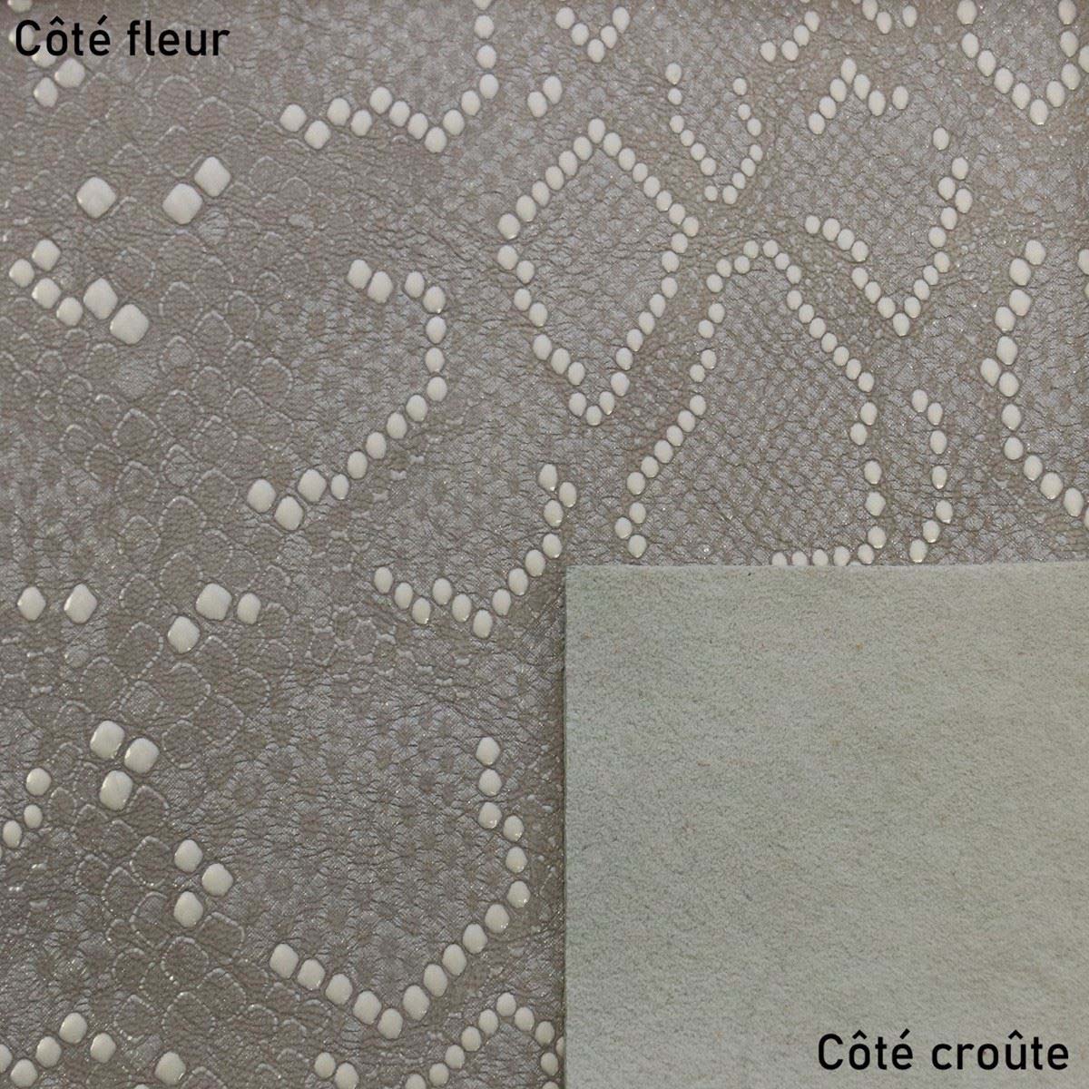 Peau de cuir d'agneau perlé imitation reptile - GRIS CLAIR L37