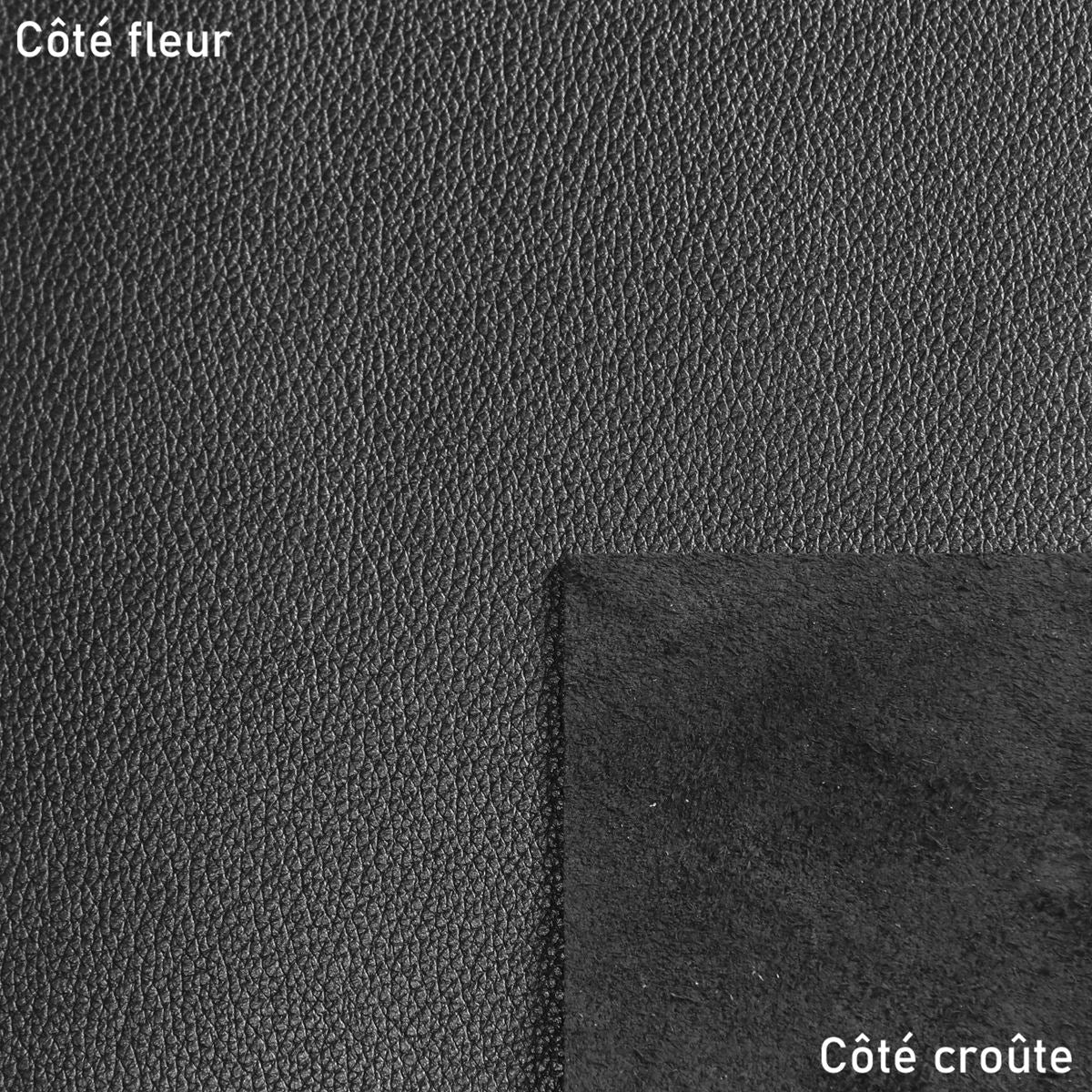 Morceau de cuir de veau grainé - NOIR L48