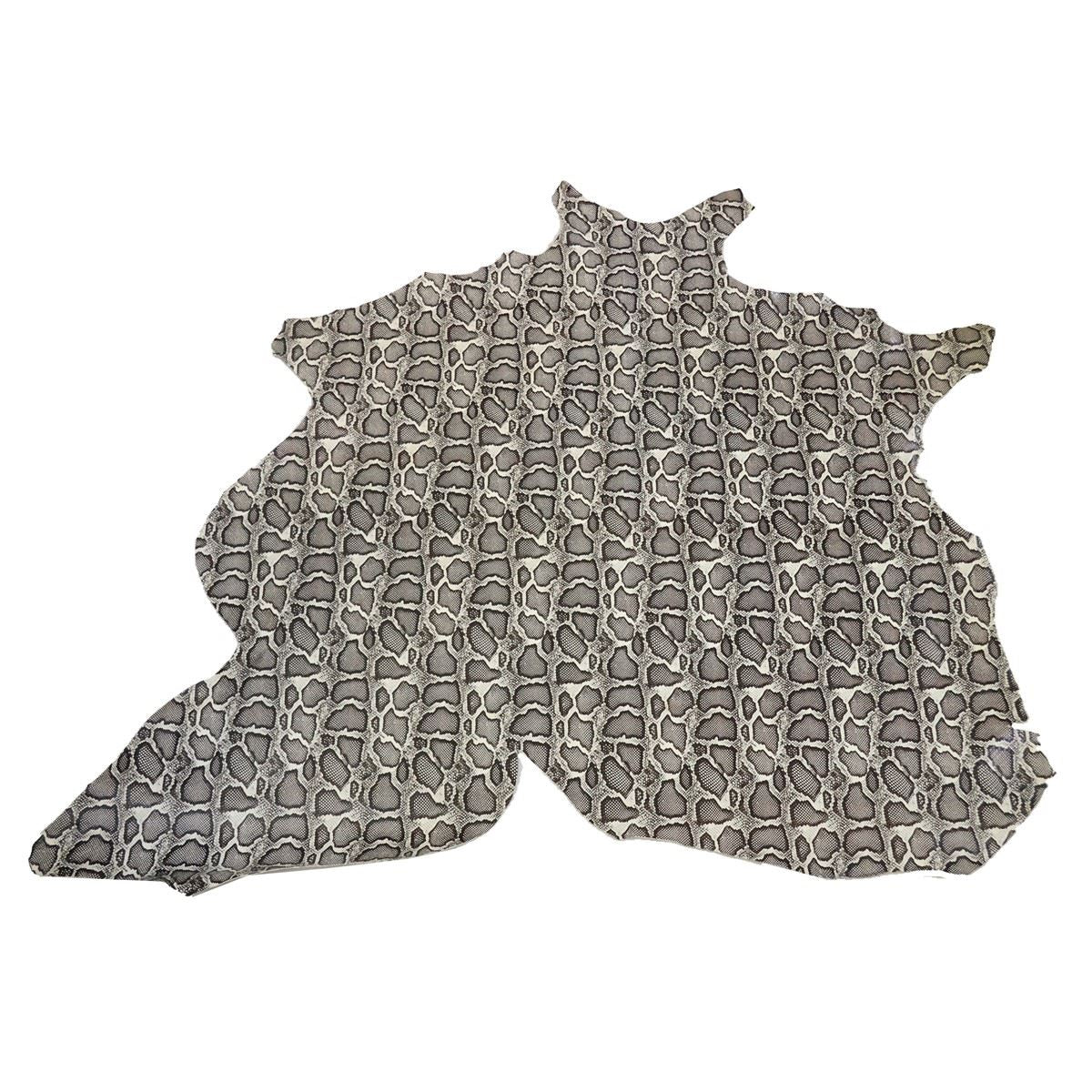 Peau de cuir de chèvre imitation reptile NOIR - BLANC L70 - Deco Cuir