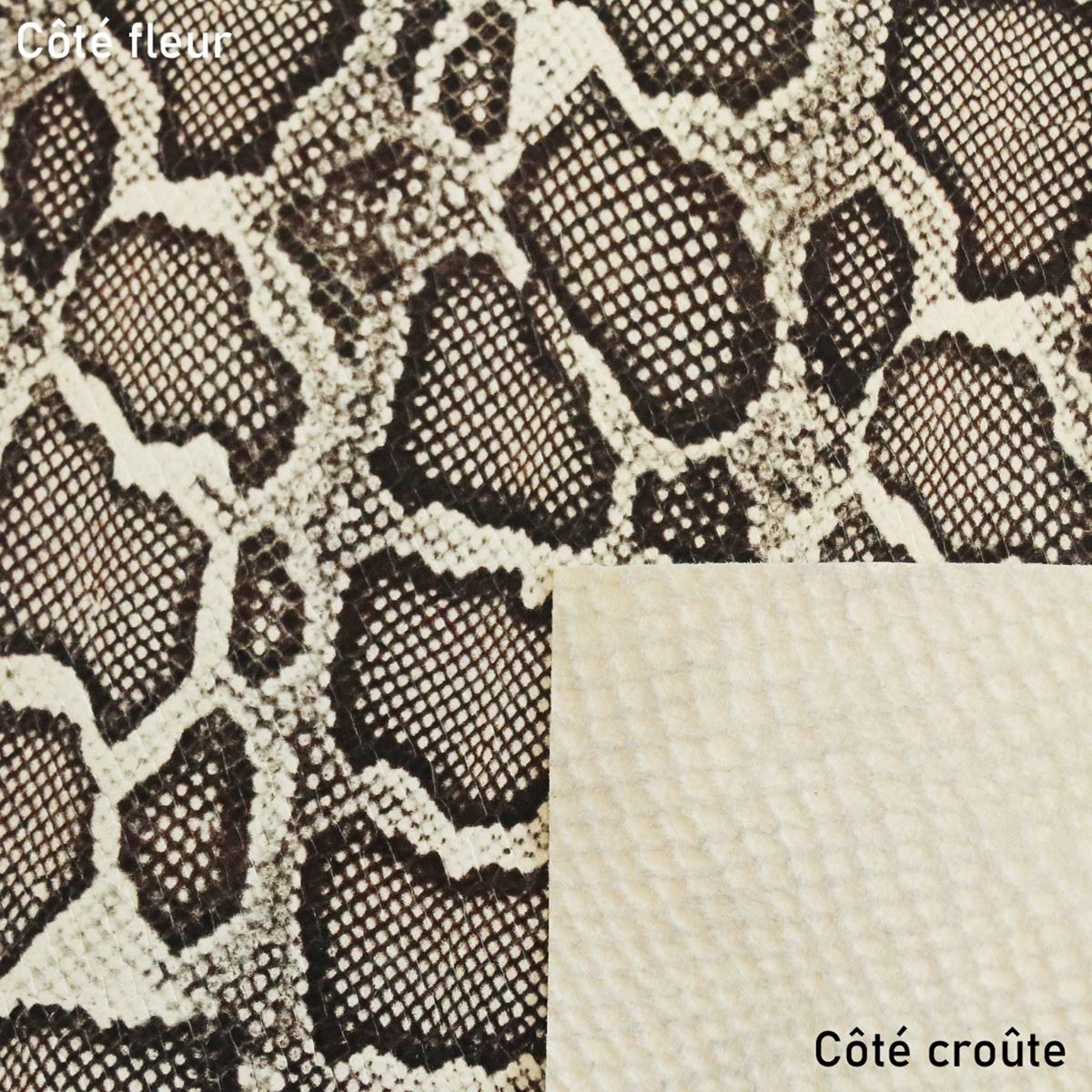 Peau de cuir de chèvre imitation reptile NOIR - BLANC L70 - Deco Cuir