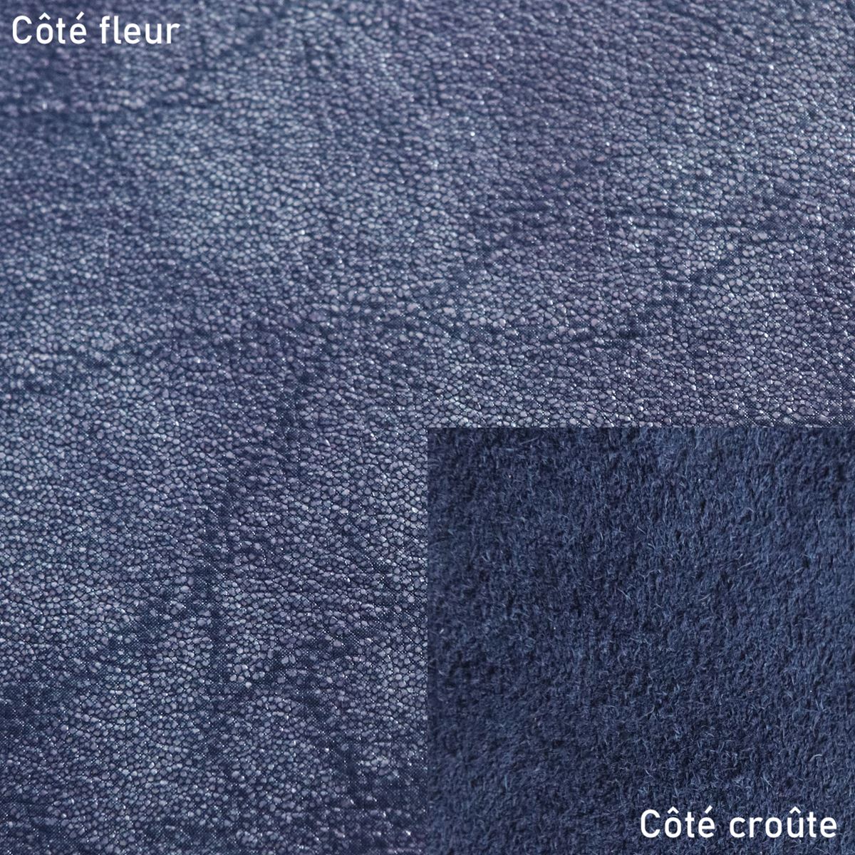 Peau de cuir de veau imitation grain galuchat - BLEU Fantaisie L97