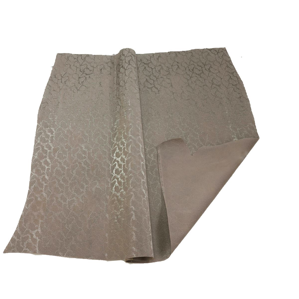 Croûte de cuir de veau - Velours imitation reptile 3D - TAUPE Fantaisie M01