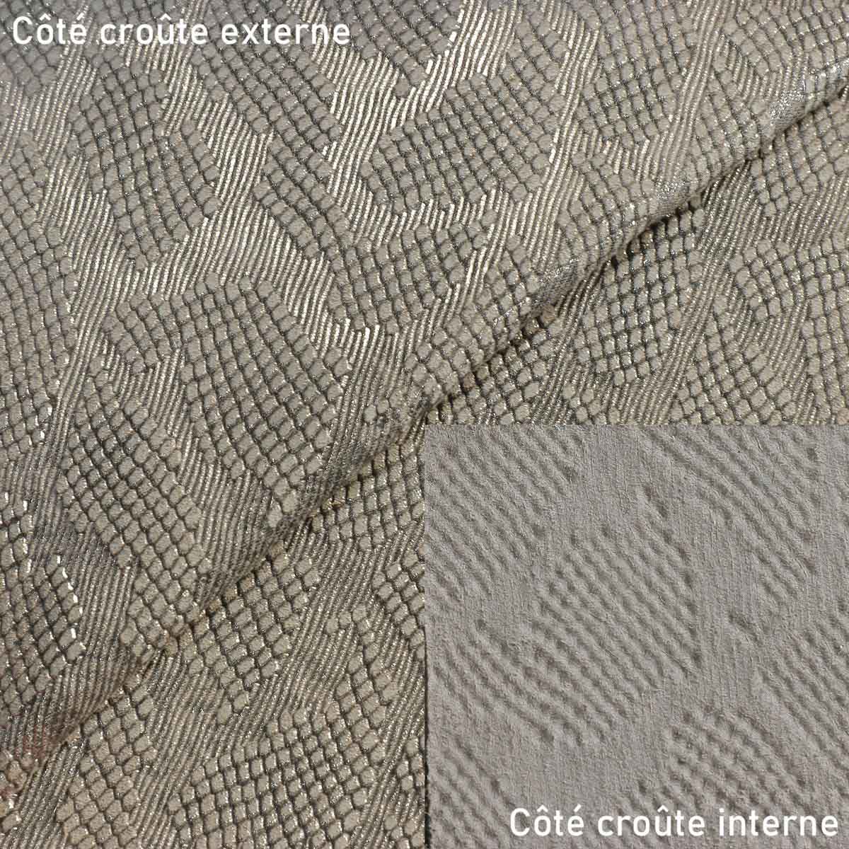 Croûte de cuir de veau - Velours imitation reptile 3D - TAUPE Fantaisie M01