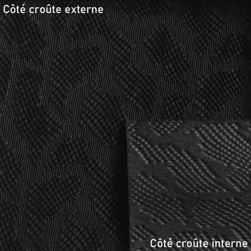 Croûte de cuir de veau - Velours imitation reptile 3D - NOIR M02