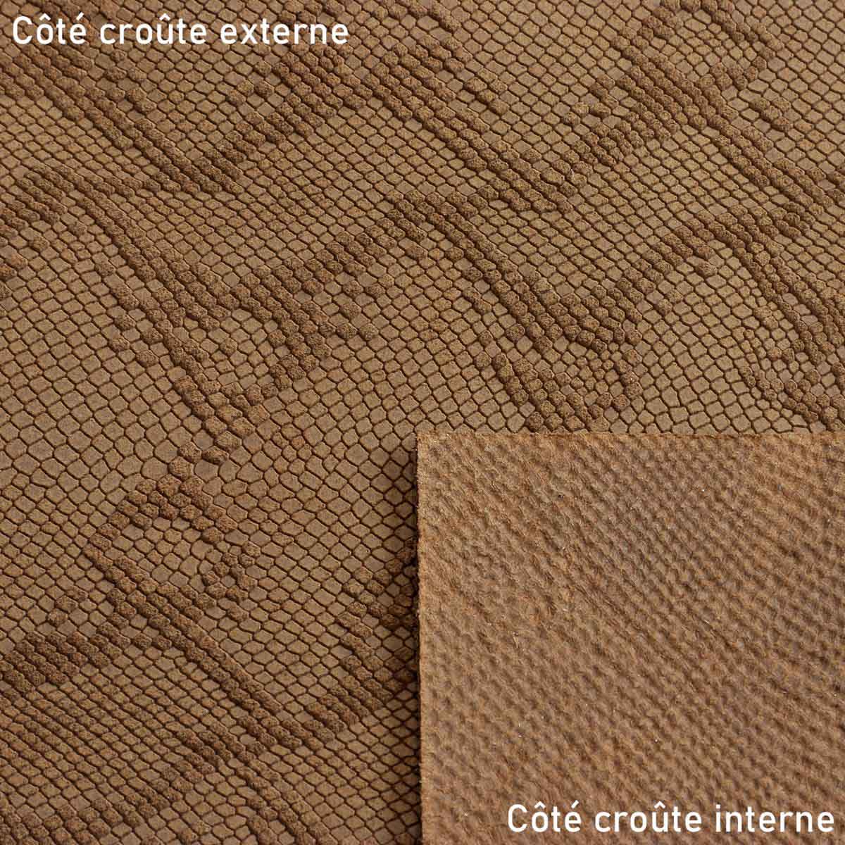 Croûte de cuir de veau - Velours imitation reptile 3D - FAUVE M08