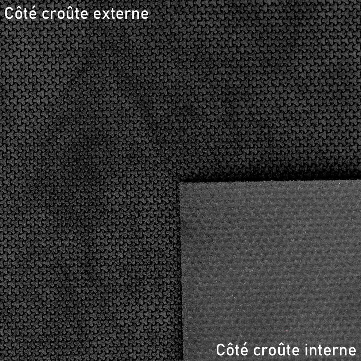 Morceau de croûte de cuir velours effet tressé - GRIS ANTHRACITE M19 - Deco Cuir
