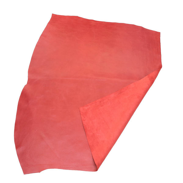 Split calfskin leather - Cracked effect velvet - RED M22