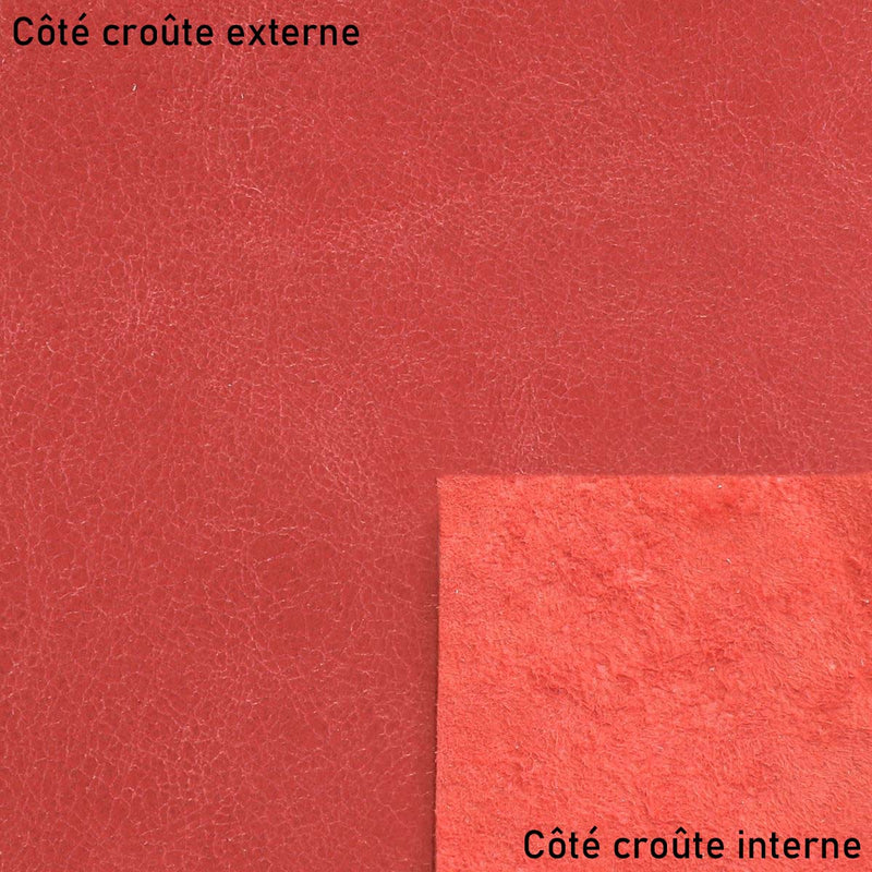Split calfskin leather - Cracked effect velvet - RED M22