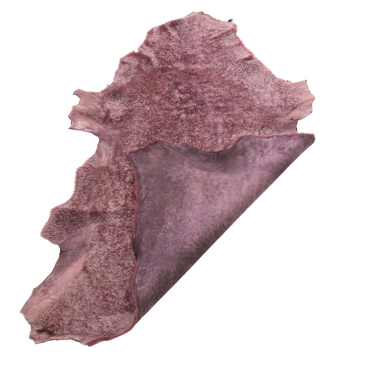 Peau de mouton lainé frisé - Dos brut - VIOLET MARBRÉ M46 - Deco Cuir