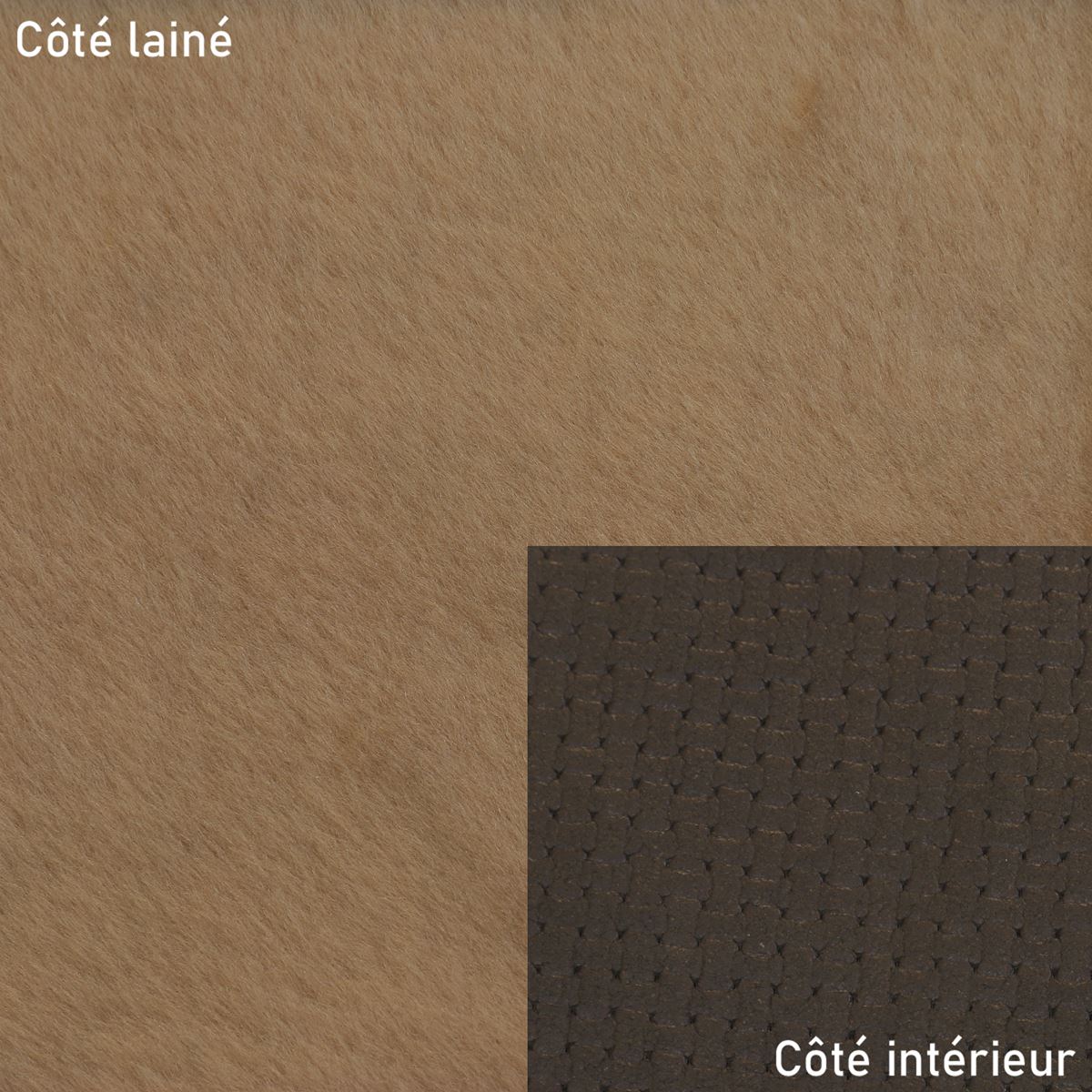 Peau de mouton lainé lisse - Dos pigmenté tressé ÉBÈNE - MARRON BEIGE M61 - Deco Cuir