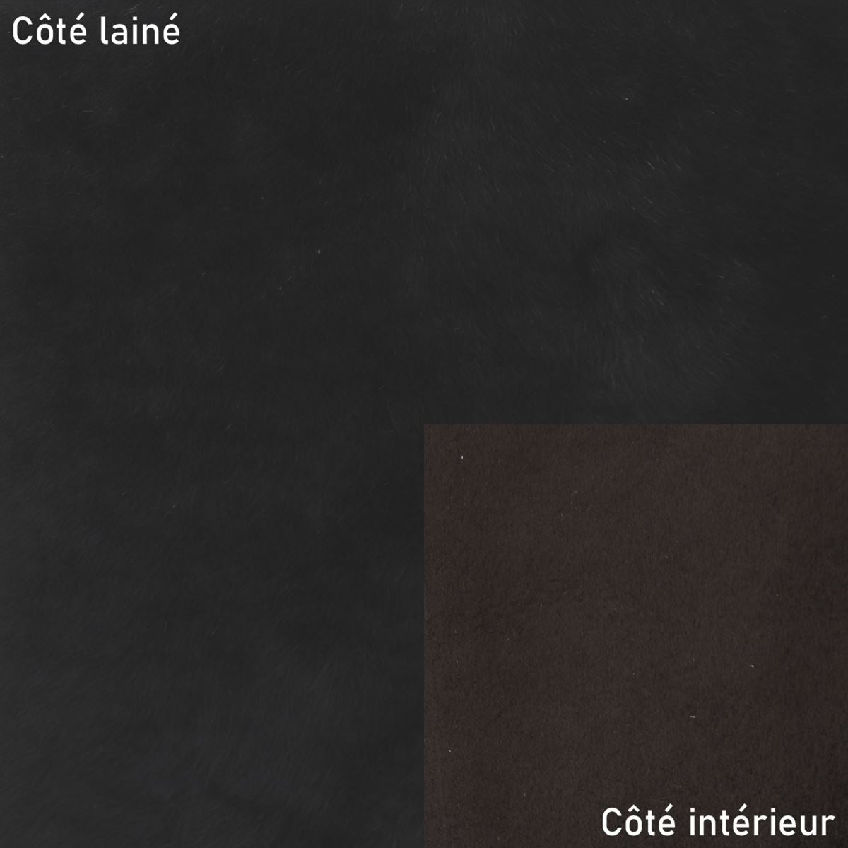 Peau de mouton lainé lisse - Dos velours MARRON - NOIR M72