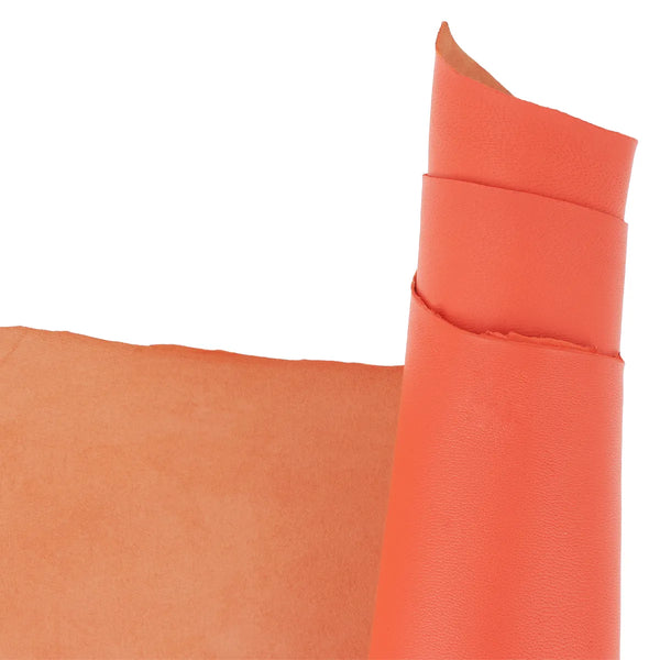 Cuir d'agneau nappa orange corail