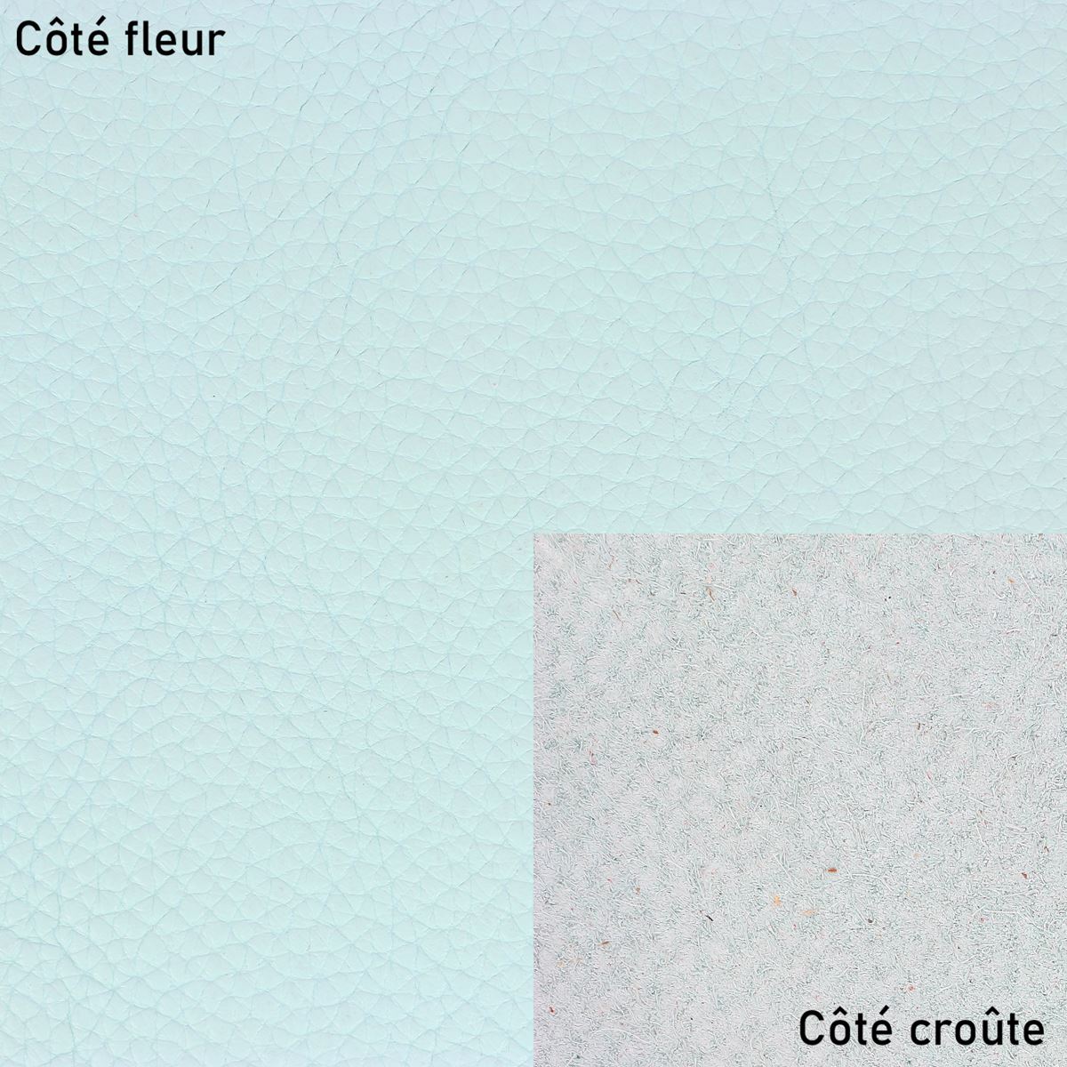 Morceau de cuir de taurillon GROGRAIN - BLEU CIEL N35