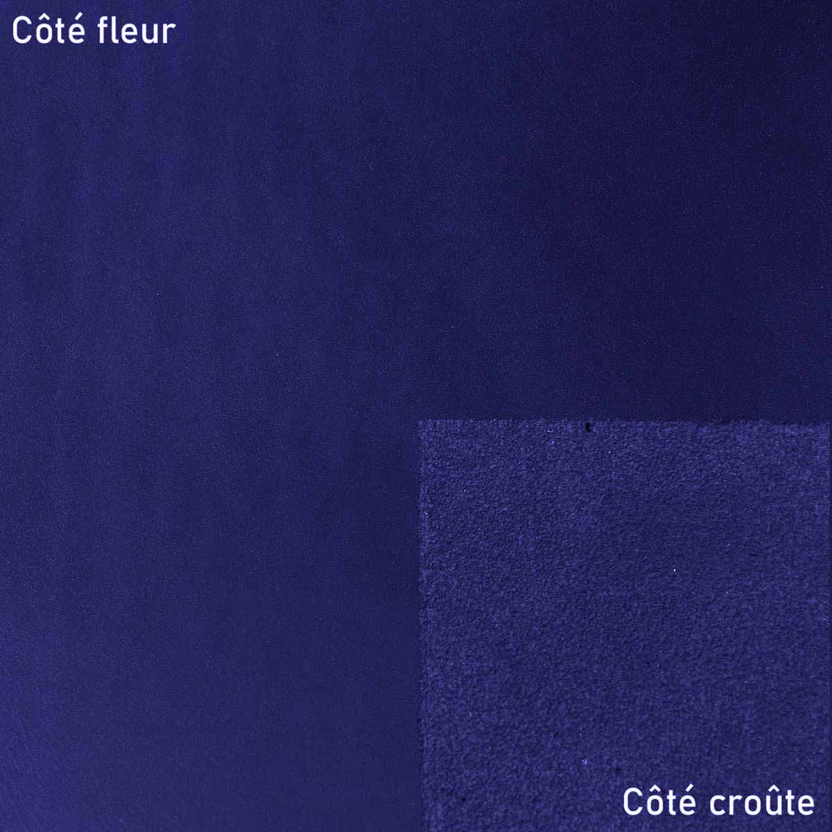 Morceau de cuir de croupon tannage végétal - BLEU MAT N59 - Ép 3,4 mm - Deco Cuir