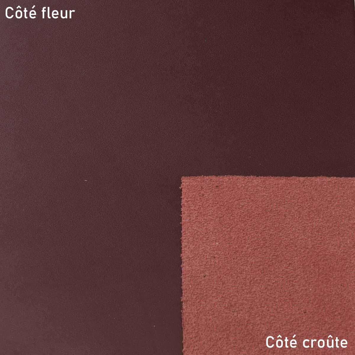 Cuir de croupon ferme tannage végétal - ROUGE CARMIN N69 - Ép 3,4mm - Deco Cuir