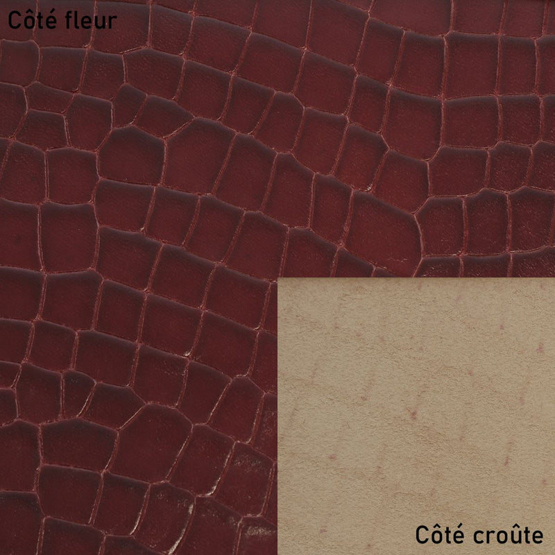 Crocodile-effect vegetable-tanned cowhide side leather - CARMIN O11