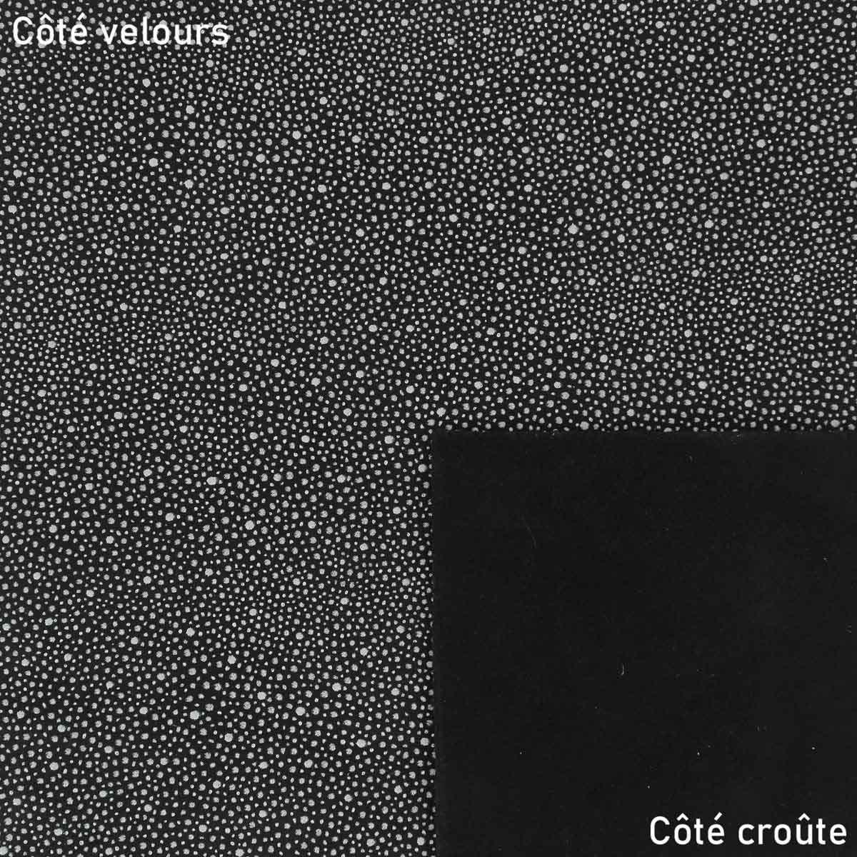 Morceau de cuir de veau velours grainé galuchat relief - NOIR & BLANC O32