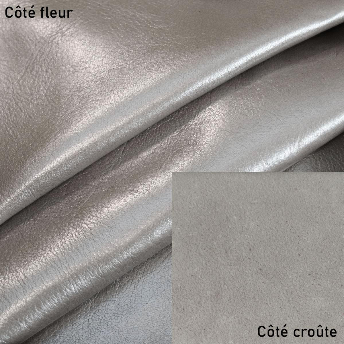 Peau de cuir de chèvre nappa nacré - GRIS P09