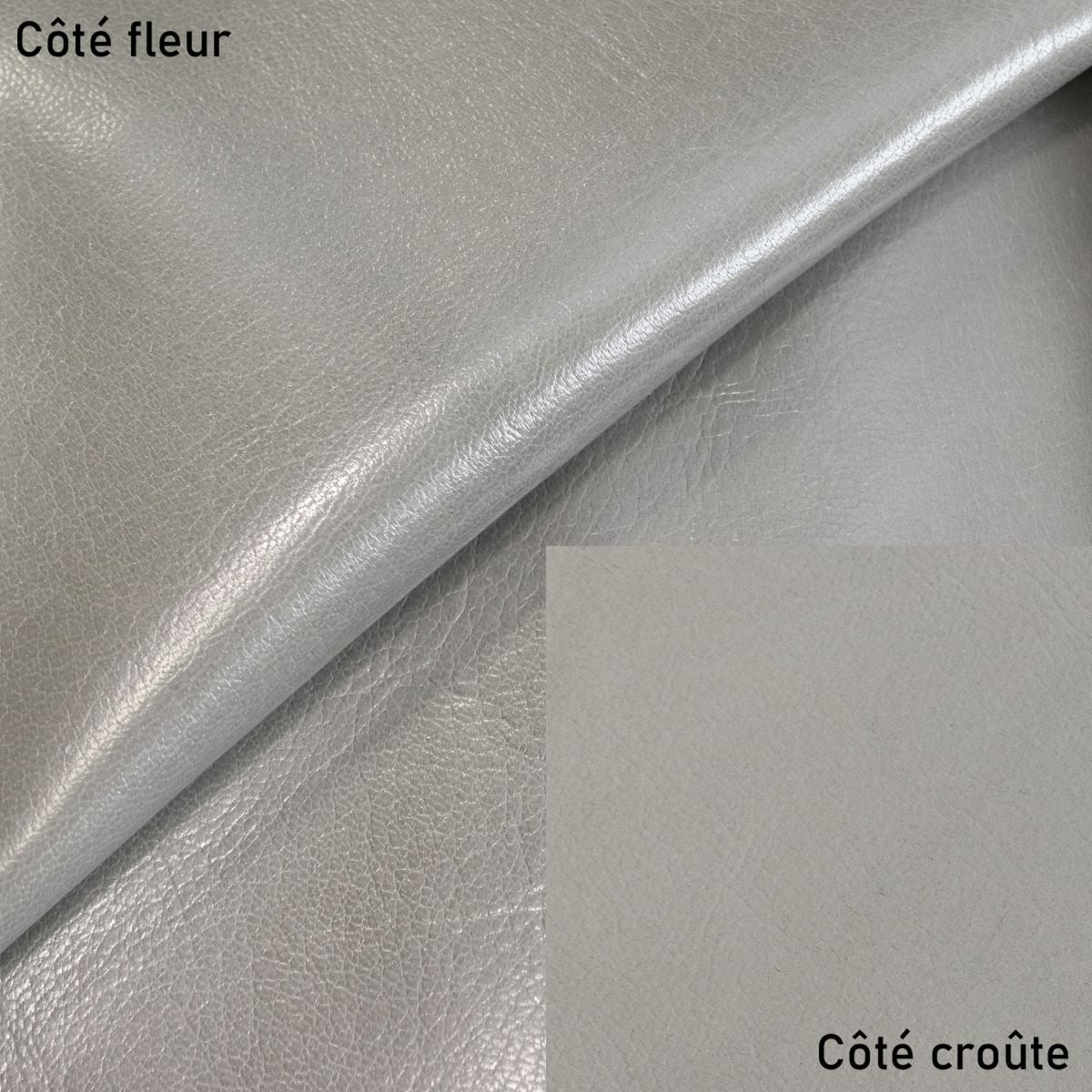 Peau de cuir de chèvre nappa nacré - GRIS CLAIR P10