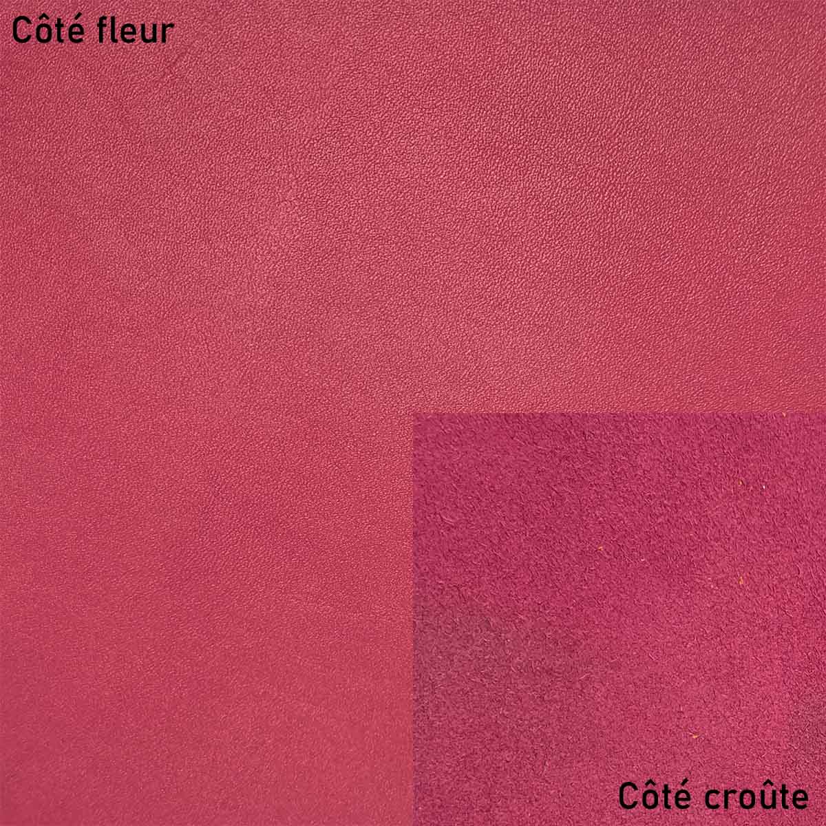 Morceau de cuir de vachette lisse - ROSE FUCHSIA P39