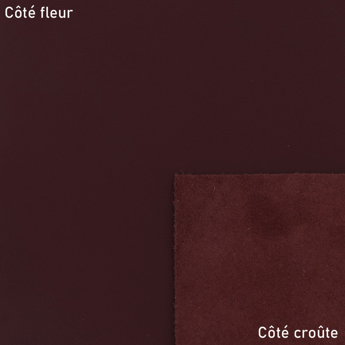 Morceau de cuir de veau lisse - BORDEAUX P65
