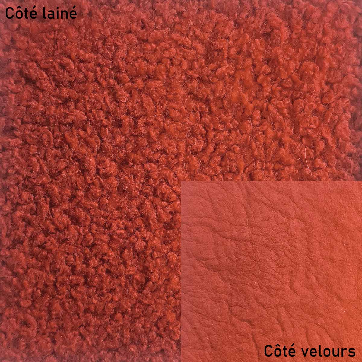 Peau de mouton lainé frisé - Dos velours - ROUGE Q54 - Deco Cuir